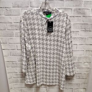 Women's Gray Houndstooth Top